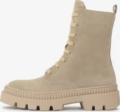 Kazar Enkellaarsjes Veterlaarsjes Dames Donkerbeige