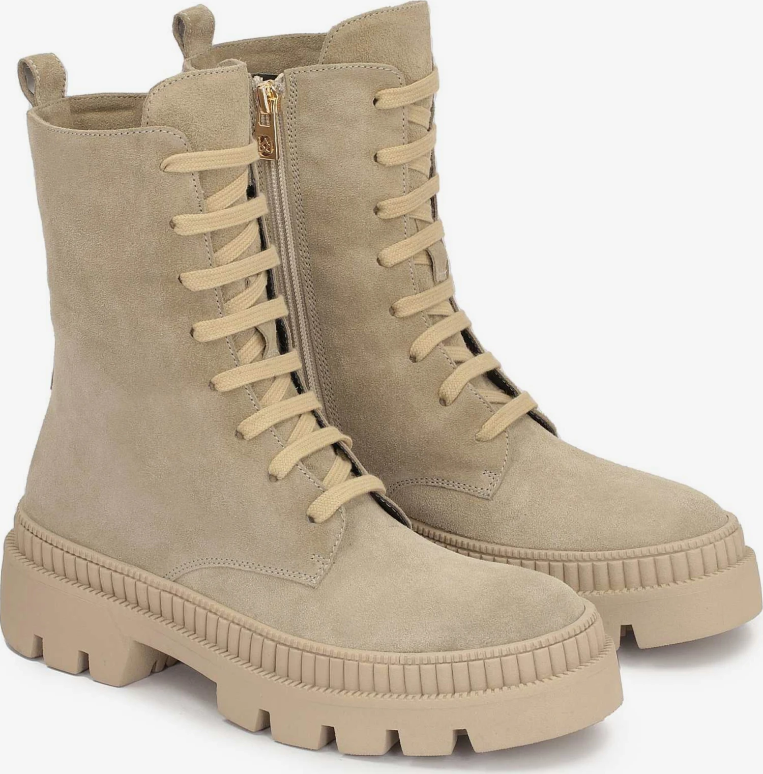 Kazar Enkellaarsjes Veterlaarsjes Dames Donkerbeige - Afbeelding 2