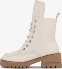 Kazar Studio Enkellaarsjes Veterlaarsjes Dames Crème